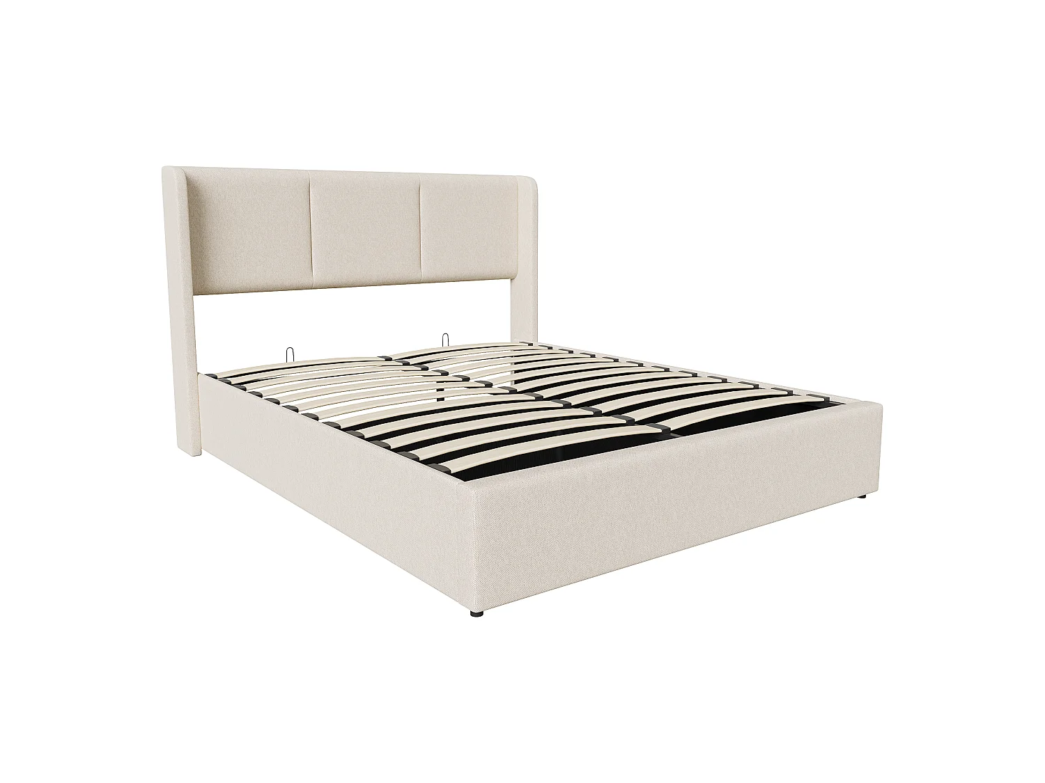 Lit coffre 140x190 cm avec sommier et rangement,sans matelas,lin,beige