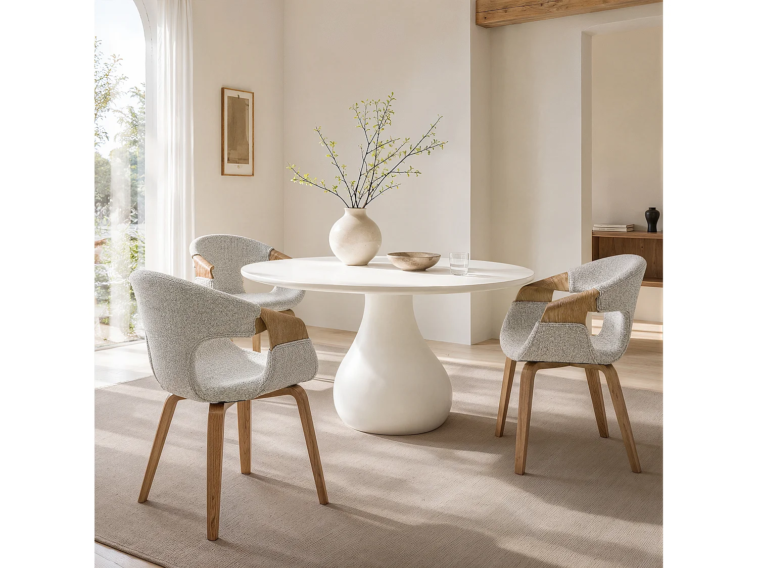 Chaise de salle à manger NEST en contreplaqué et tissu 54,5x56x79,5 (lot de 2)
