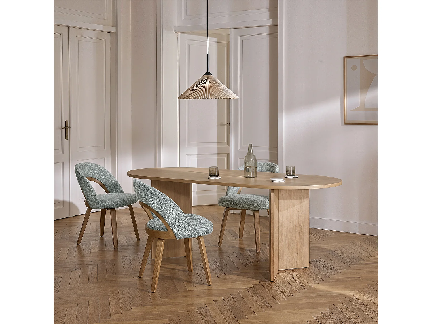 Chaise de salle à manger POISE en contreplaqué et tissu 54x58,5x79,5 (lot de 2)