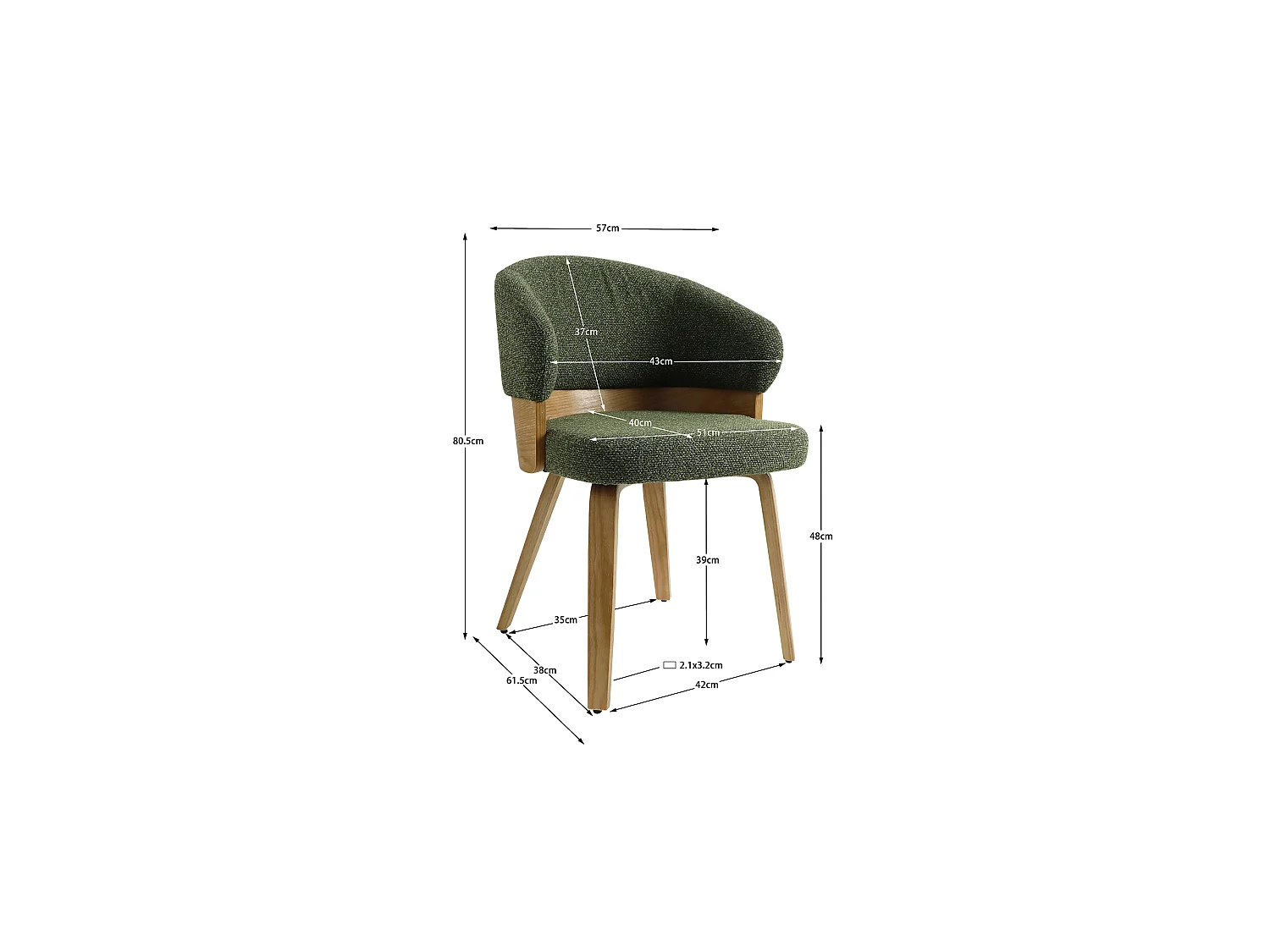 Chaise de salle à manger SERENE COCOON en contreplaqué et tissu 57x61,5x80,5