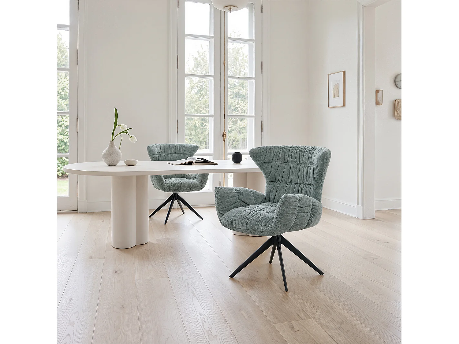 Chaise de salle à manger HAVEN en métal et tissu 66x65x89 (lot de 2)