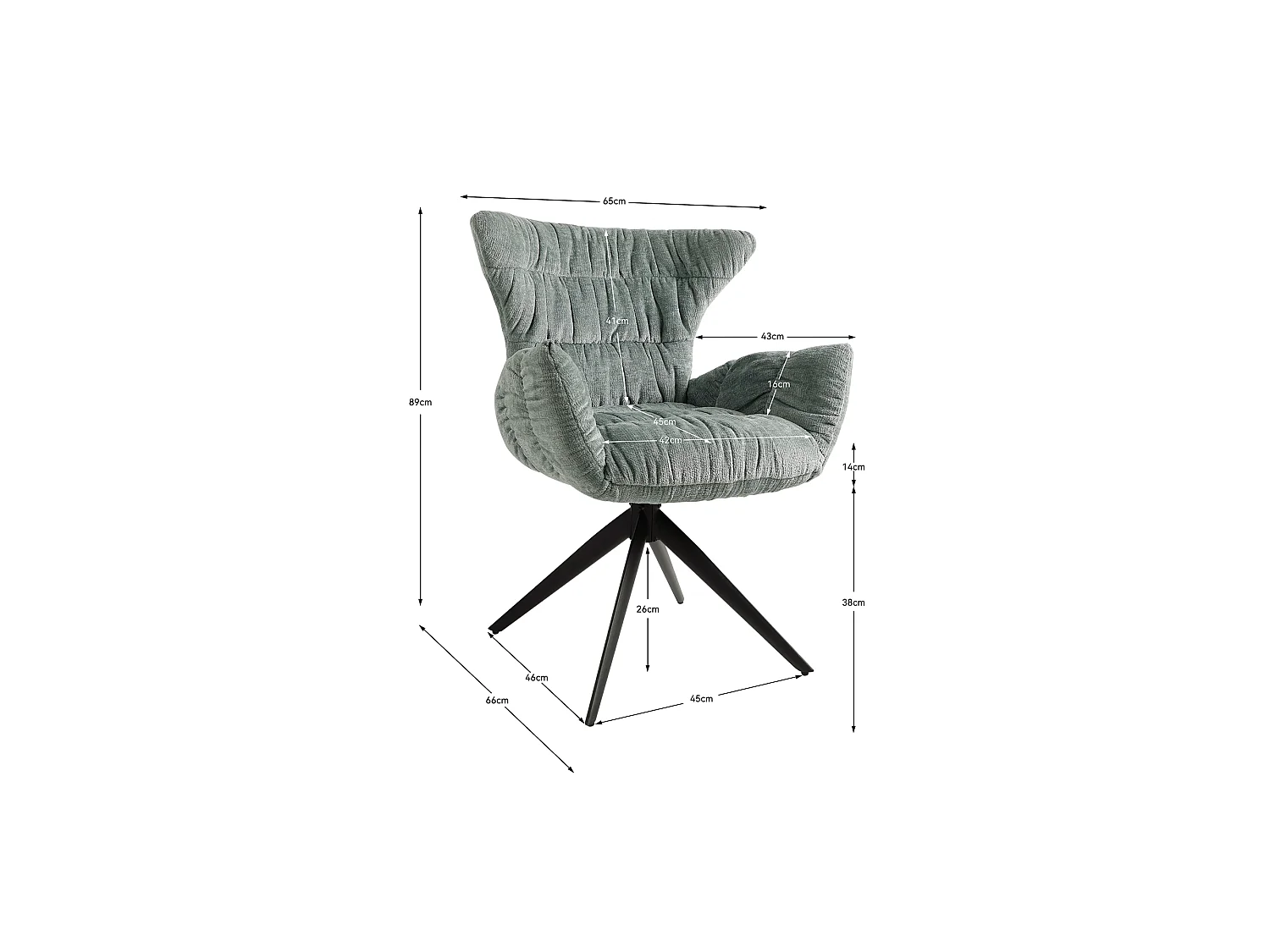 Chaise de salle à manger HAVEN en métal et tissu 66x65x89 (lot de 2)