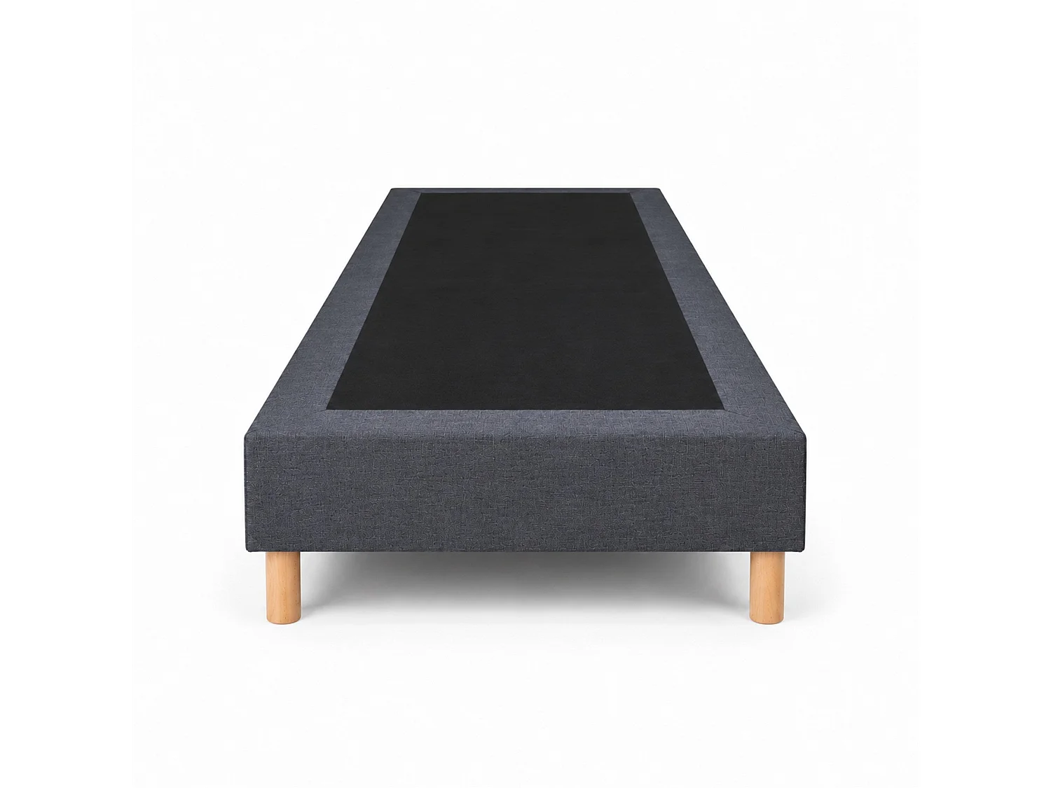 Sommier tapissier déco 80x200 cm Gris - Hauteur 35 cm - Caisse 20 cm - Pieds inclus