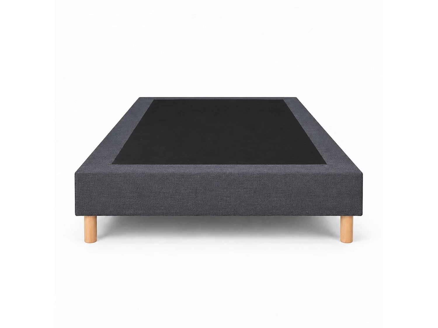 Sommier tapissier déco 140x190 cm Gris - Hauteur 35 cm - Caisse 20 cm - Pieds inclus