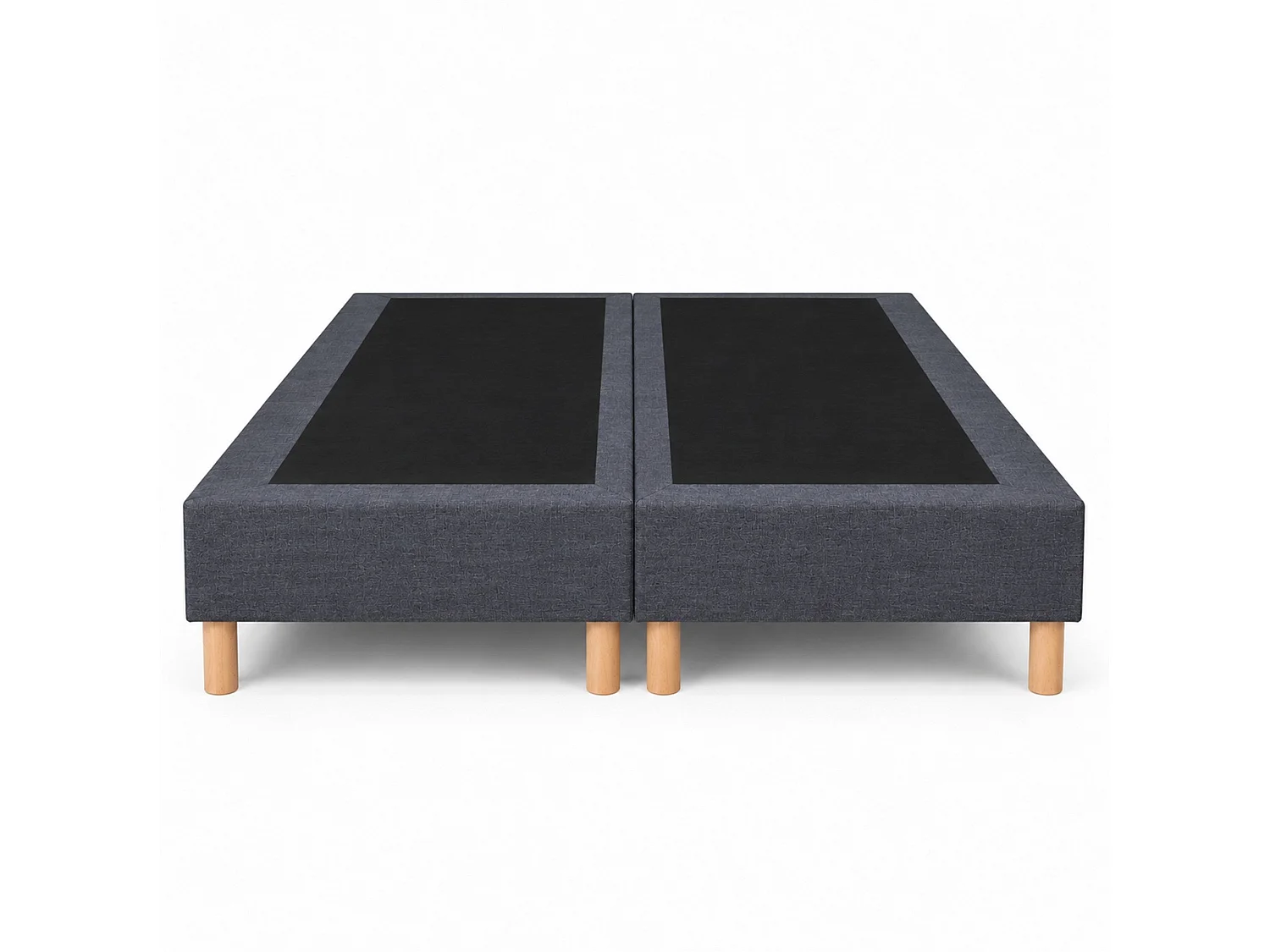 Lot de 2 sommiers tapissiers déco 90x200 cm Gris - 180x200 - Hauteur 35 cm - 8 pieds inclus