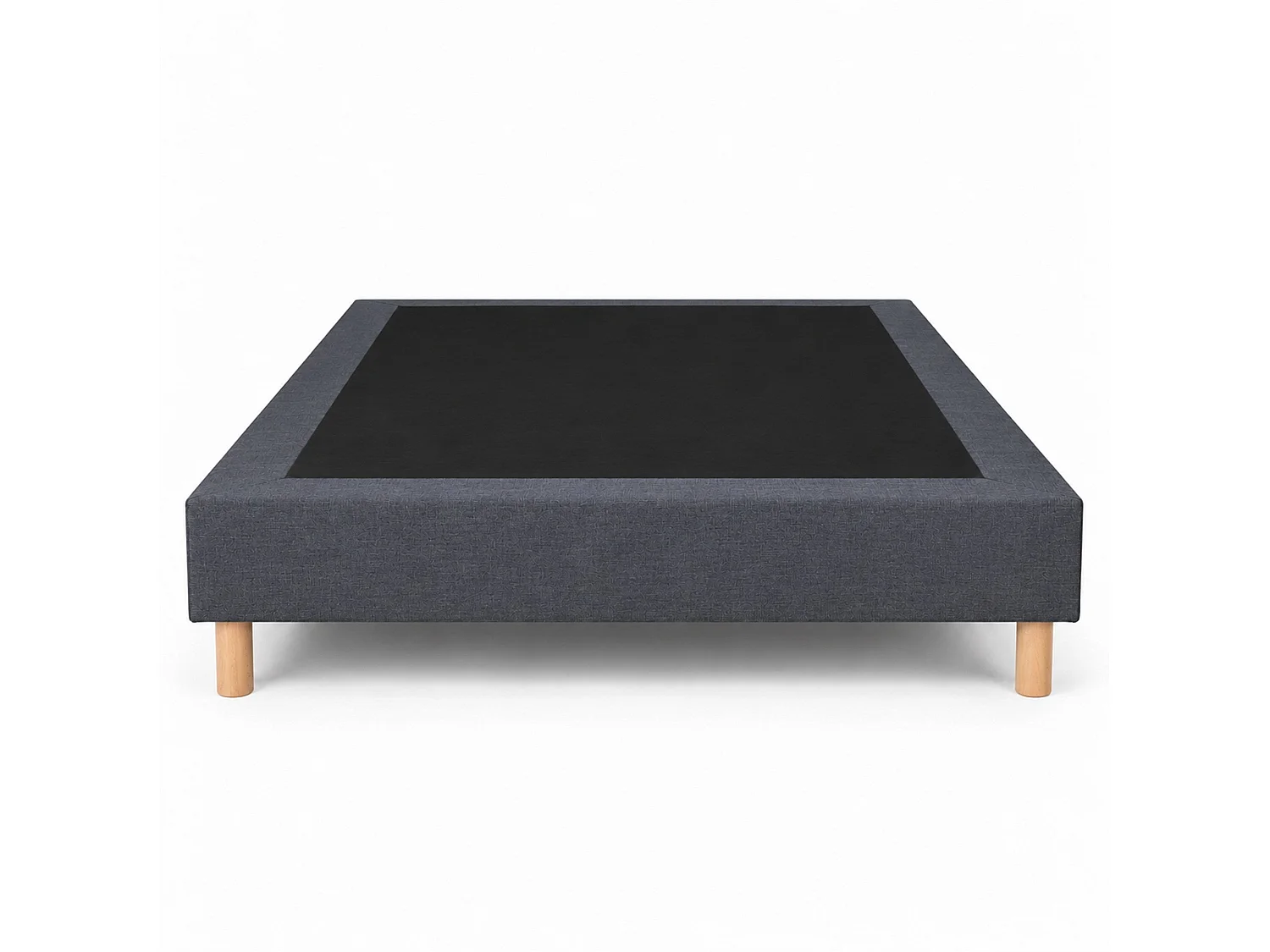 Sommier tapissier déco 160x200 cm Gris - Hauteur 35 cm - Caisse 20 cm - Pieds Inclus