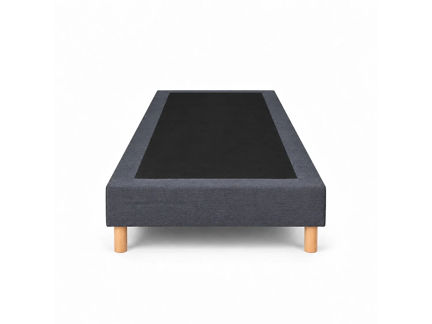 Sommier tapissier déco 90x200 cm Gris - Hauteur 30 cm - Pieds inclus