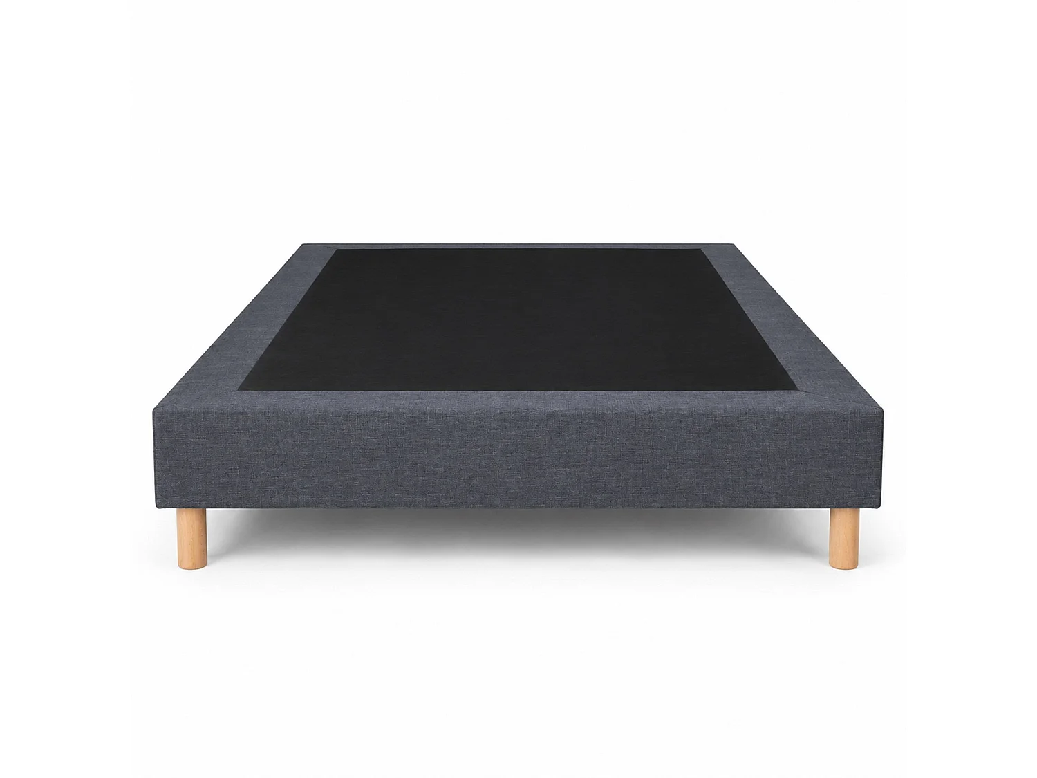 Sommier tapissier déco 140x190 cm Gris - Hauteur 30 cm - Pieds inclus