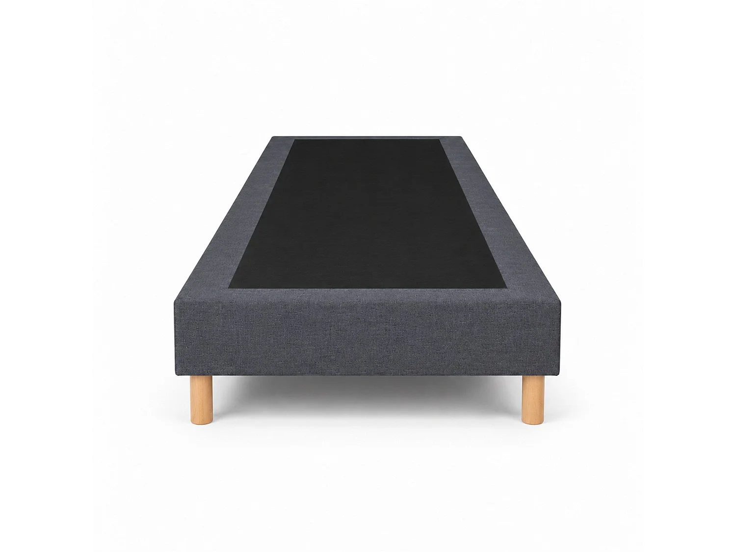 Sommier tapissier déco 90x200 cm Gris - Hauteur 35 cm - Caisse 20 cm - Pieds inclus
