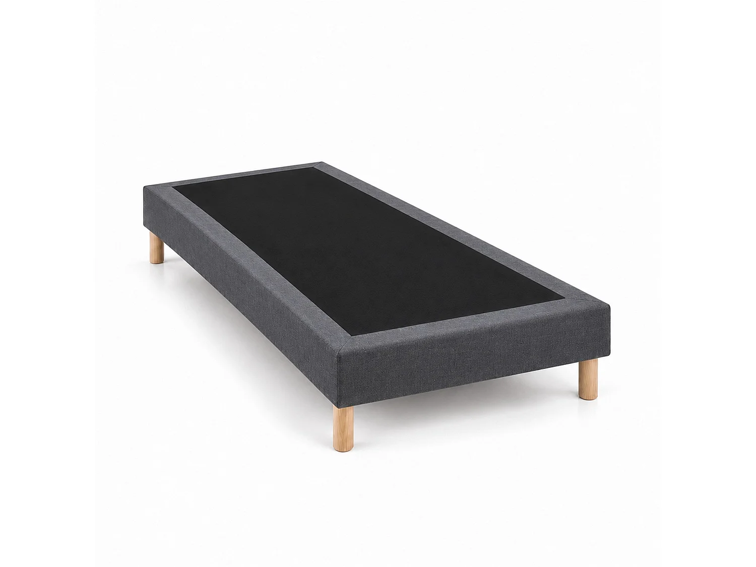 Sommier tapissier déco 90x190 cm Gris - Hauteur 30 cm - Pieds inclus