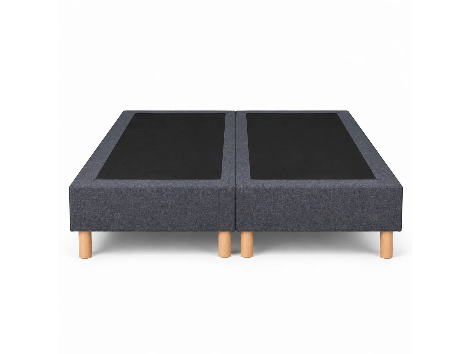 Lot de 2 sommiers tapissiers déco 80x200 cm Gris - 160x200 - Hauteur 35 cm - 8 pieds inclus