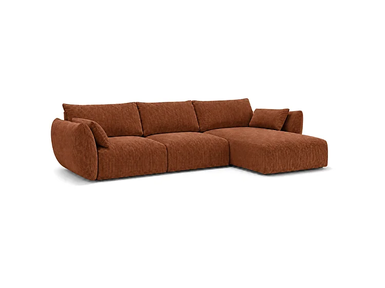 BONS Ecksofa modular rostfarben 308x170 cm POSO 39 Cordstoff rechts