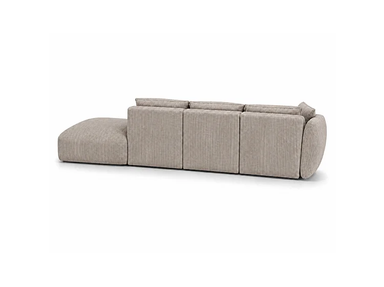 BONS Ecksofa mit Hocker modular beige 364x170 cm POSO 2 Cordstoff links