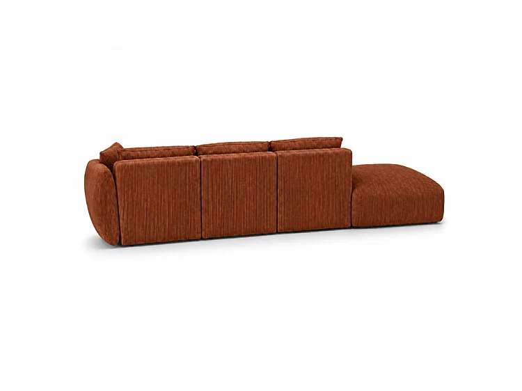 BONS Ecksofa mit Hocker modular rostfarben 364x170 cm POSO 39 Cordstoff rechts