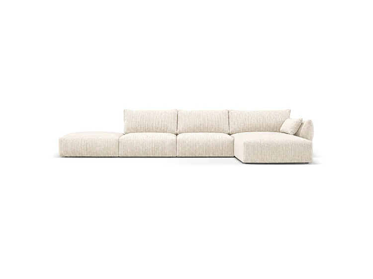 BONS Ecksofa mit Hocker modular creme 364x170 cm POSO 38 Cordstoff rechts