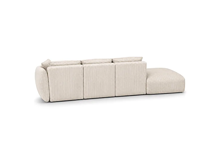 BONS Ecksofa mit Hocker modular creme 364x170 cm POSO 38 Cordstoff rechts