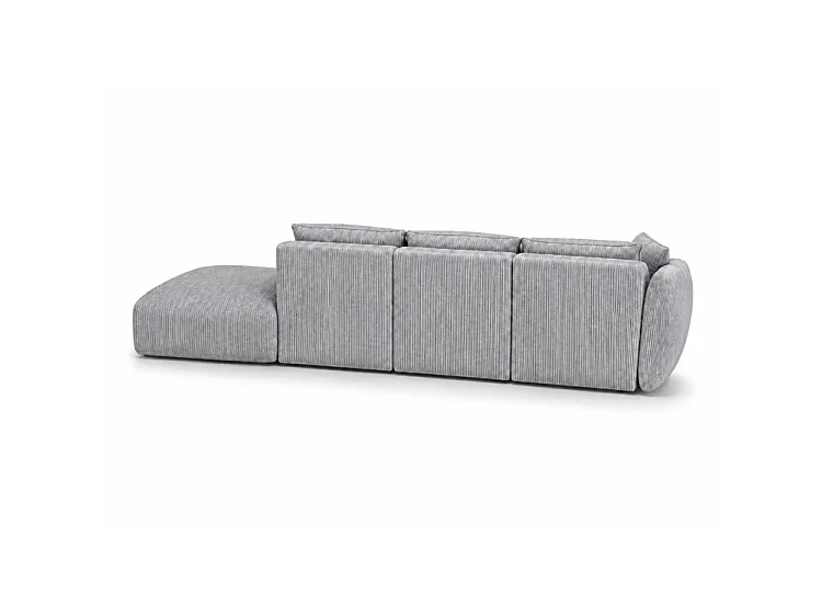 BONS Ecksofa mit Hocker modular grau 364x170 cm POSO 55 Cordstoff links