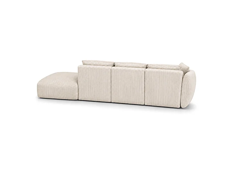 BONS Ecksofa mit Hocker modular creme 364x170 cm POSO 38 Cordstoff links