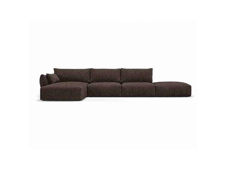 BONS Ecksofa mit Hocker modular braun 364x170 cm POSO 6 Cordstoff links