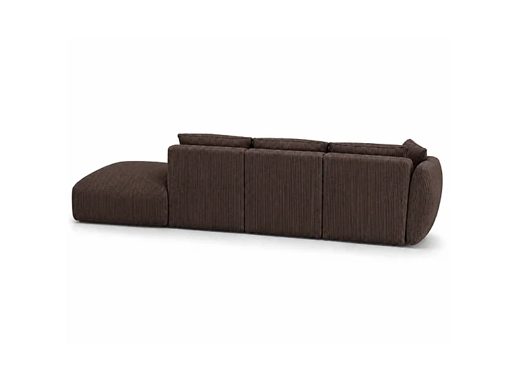 BONS Ecksofa mit Hocker modular braun 364x170 cm POSO 6 Cordstoff links