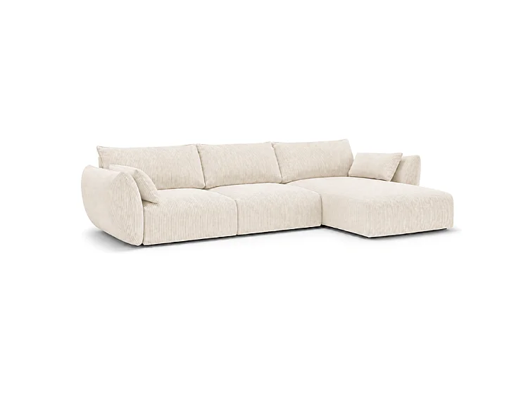BONS Ecksofa modular creme 308x170 cm POSO 38 Cordstoff rechts