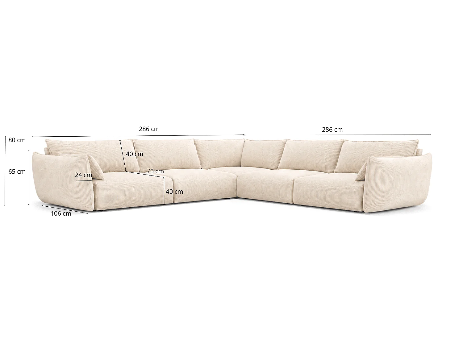 Großes BONS Ecksofa modular braun 286x286 cm POSO 6 Cordstoff universal