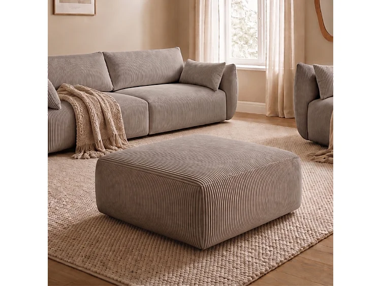 BONS Hocker beige POSO 2 Cordstoff modern bequem fürs Wohnzimmer