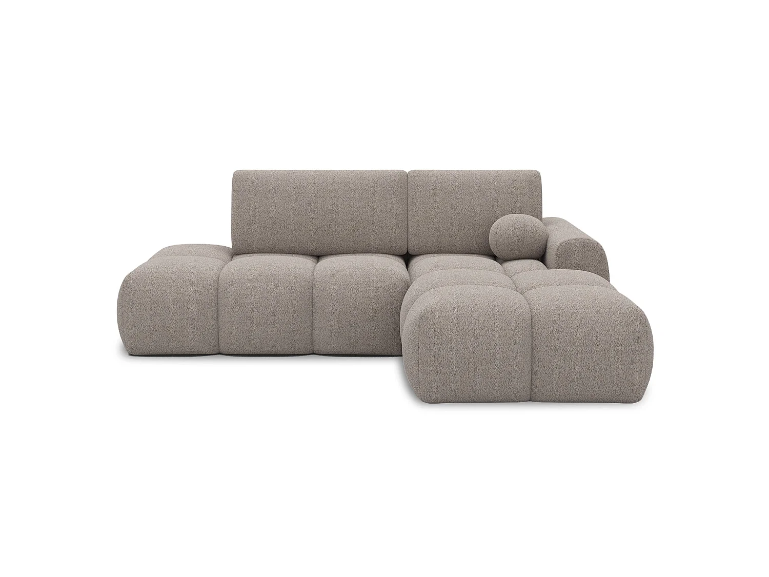 Canapé d'angle droit convertible César bouclette Beige