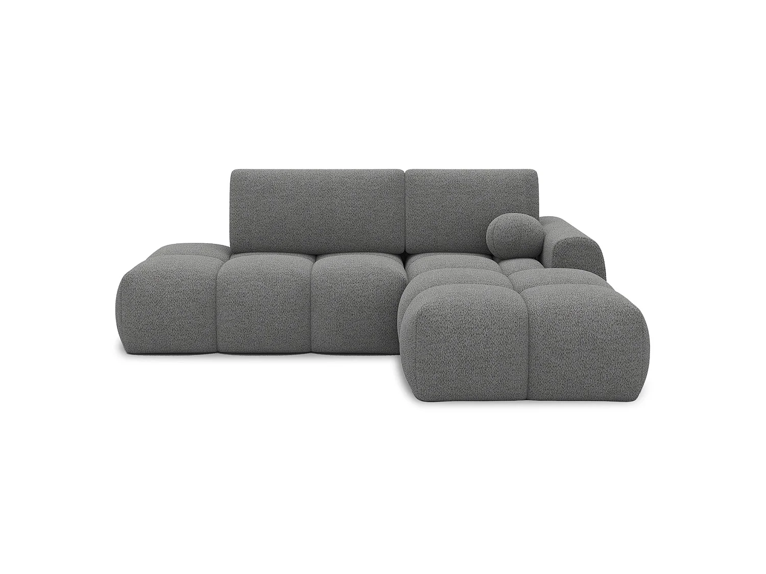Canapé d'angle droit convertible César bouclette Gris