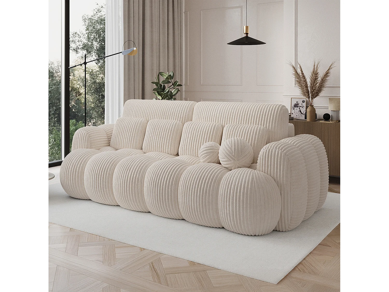 Canapé 3 places Marceau velours côtelé Beige