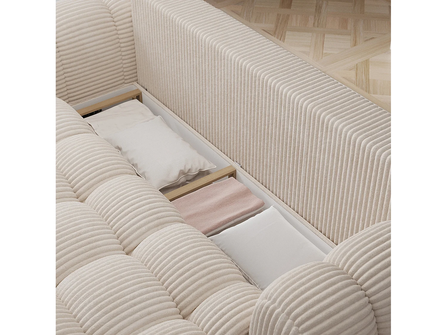 Canapé 3 places Marceau velours côtelé Beige