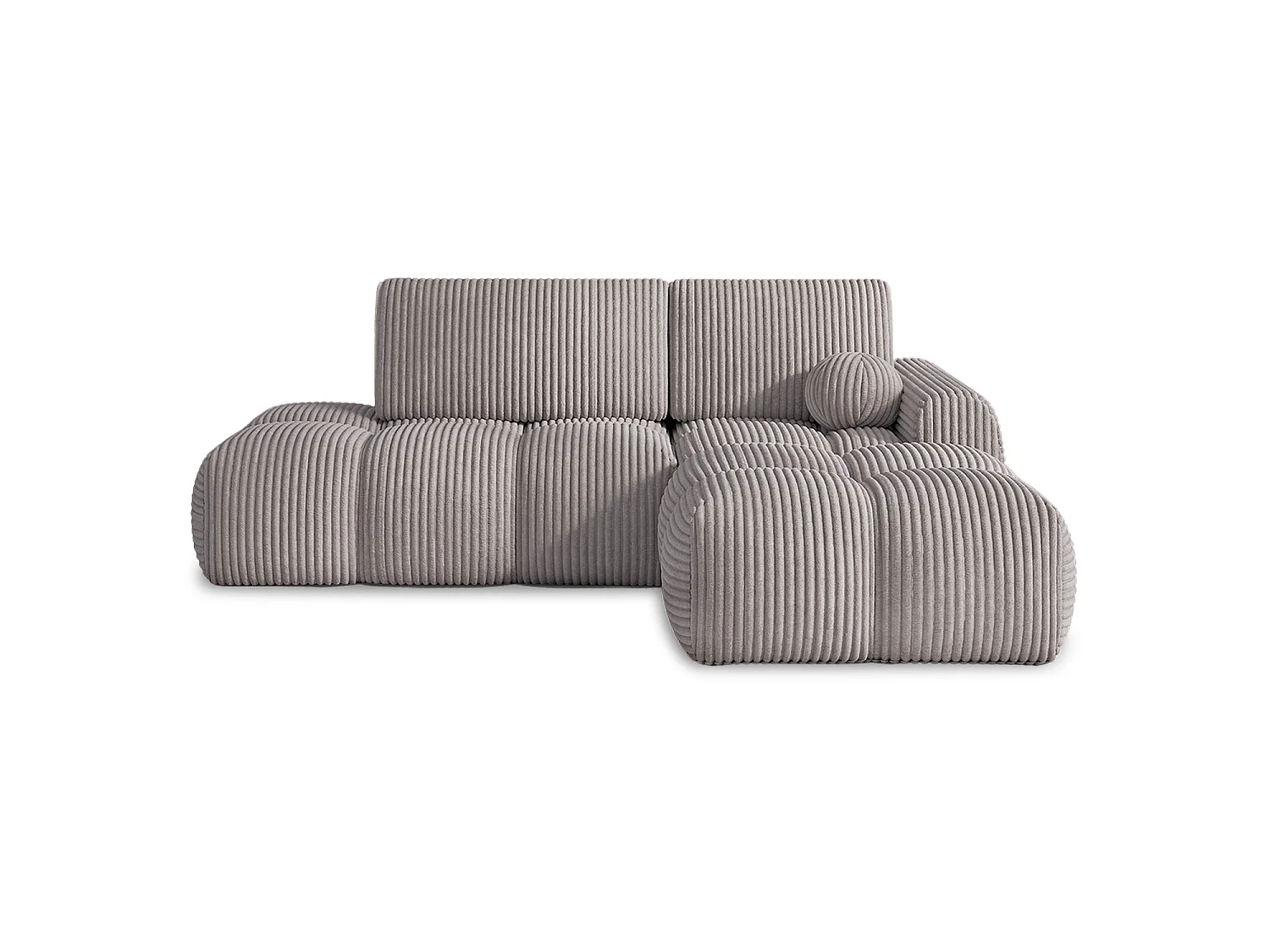 Canapé d'angle droit convertible César velours côtelé Gris