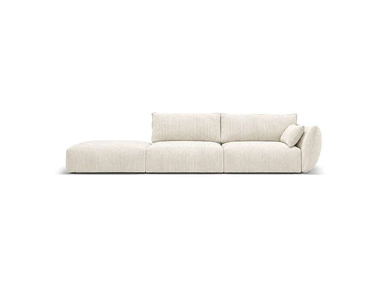 BONS Sofa mit Hocker modular creme 264x106 cm POSO 38 Cordstoff links