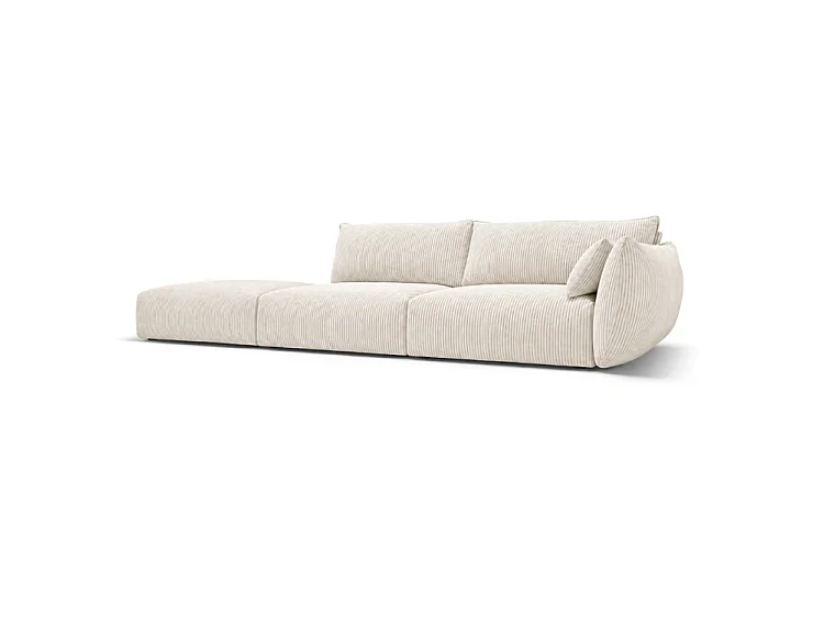 BONS Sofa mit Hocker modular creme 264x106 cm POSO 38 Cordstoff links