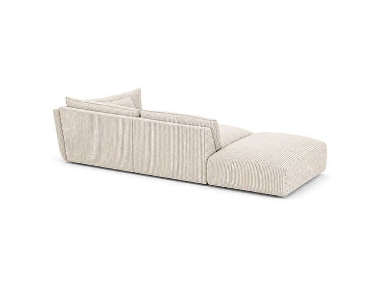 BONS Sofa mit Hocker modular creme 264x106 cm POSO 38 Cordstoff links