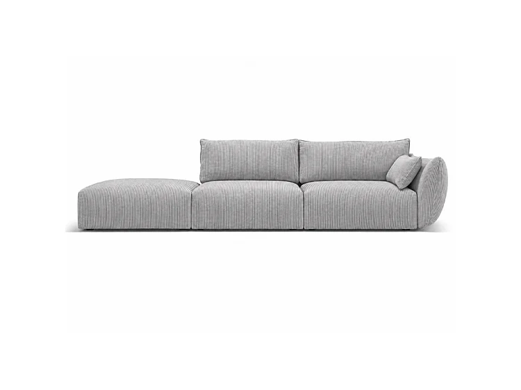 Sofa z pufą BONS modułowa szara 264x106 cm POSO 55 sztruks lewa