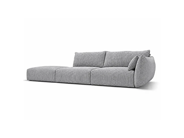 Sofa z pufą BONS modułowa szara 264x106 cm POSO 55 sztruks lewa