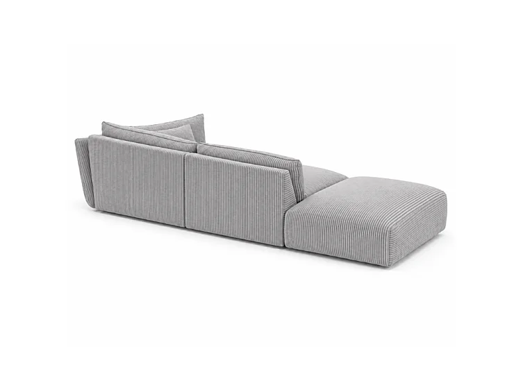 Sofa z pufą BONS modułowa szara 264x106 cm POSO 55 sztruks lewa