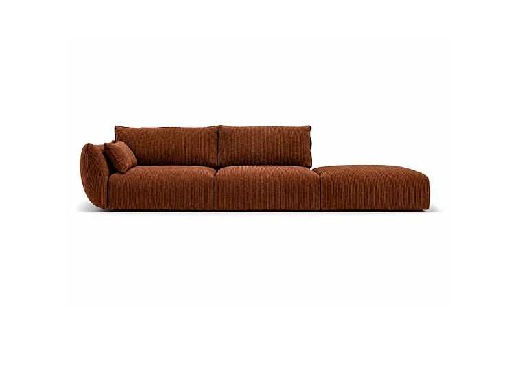 Sofa z pufą BONS modułowa ruda 264x106 cm POSO 39 sztruks prawa