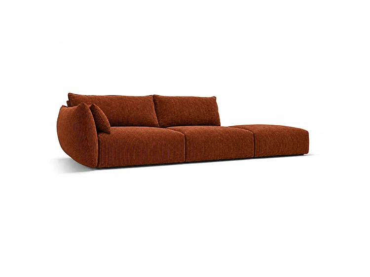 Sofa z pufą BONS modułowa ruda 264x106 cm POSO 39 sztruks prawa