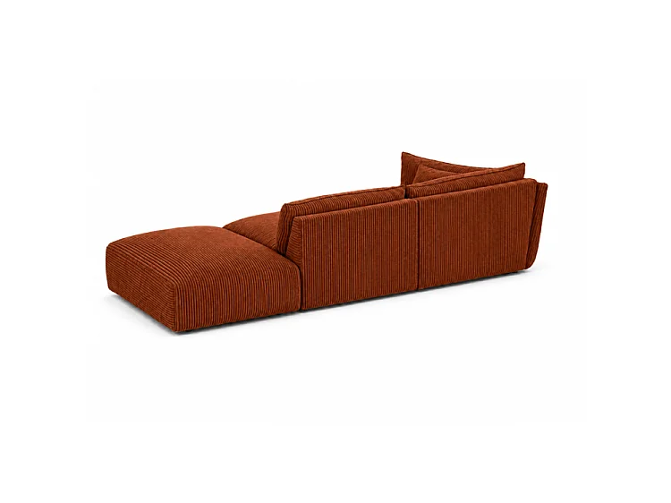 Sofa z pufą BONS modułowa ruda 264x106 cm POSO 39 sztruks prawa