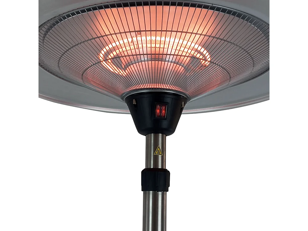 Tempo Style - Stufa Elettrica SATURNO | Fungo Riscaldante ad Infrarossi (3000W) dal Design Elegante | Ideale per Esterno/Interno (Alluminio)