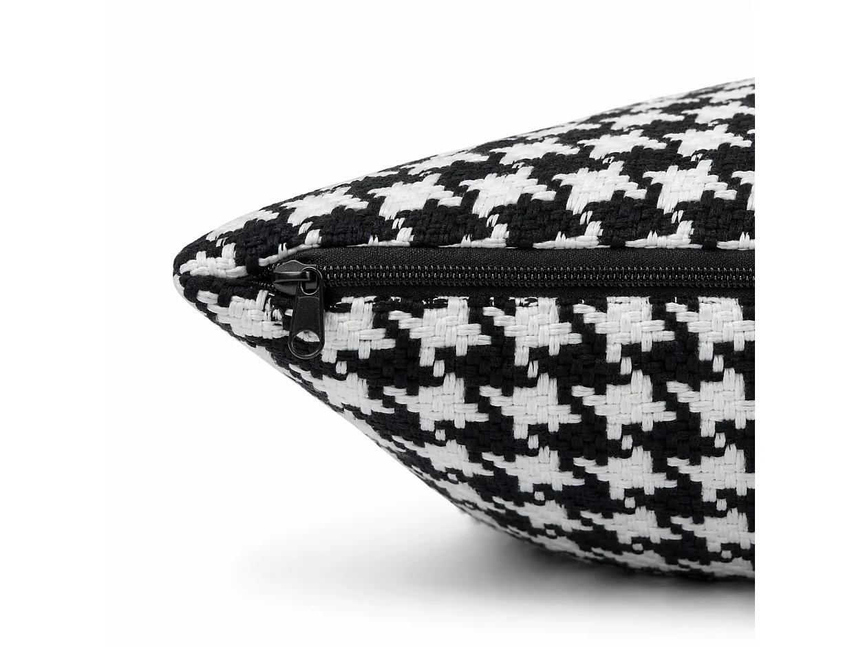 Tempo Style - Cuscino decorativo 45×45 cm Sfoderabile in poliestere – Nero/Bianco