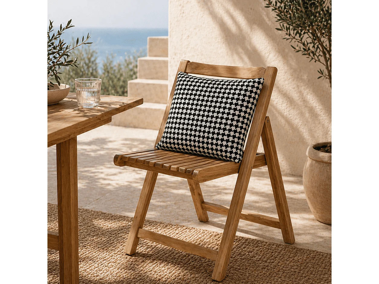 Tempo Style - Cuscino decorativo 45×45 cm Sfoderabile in poliestere – Nero/Bianco