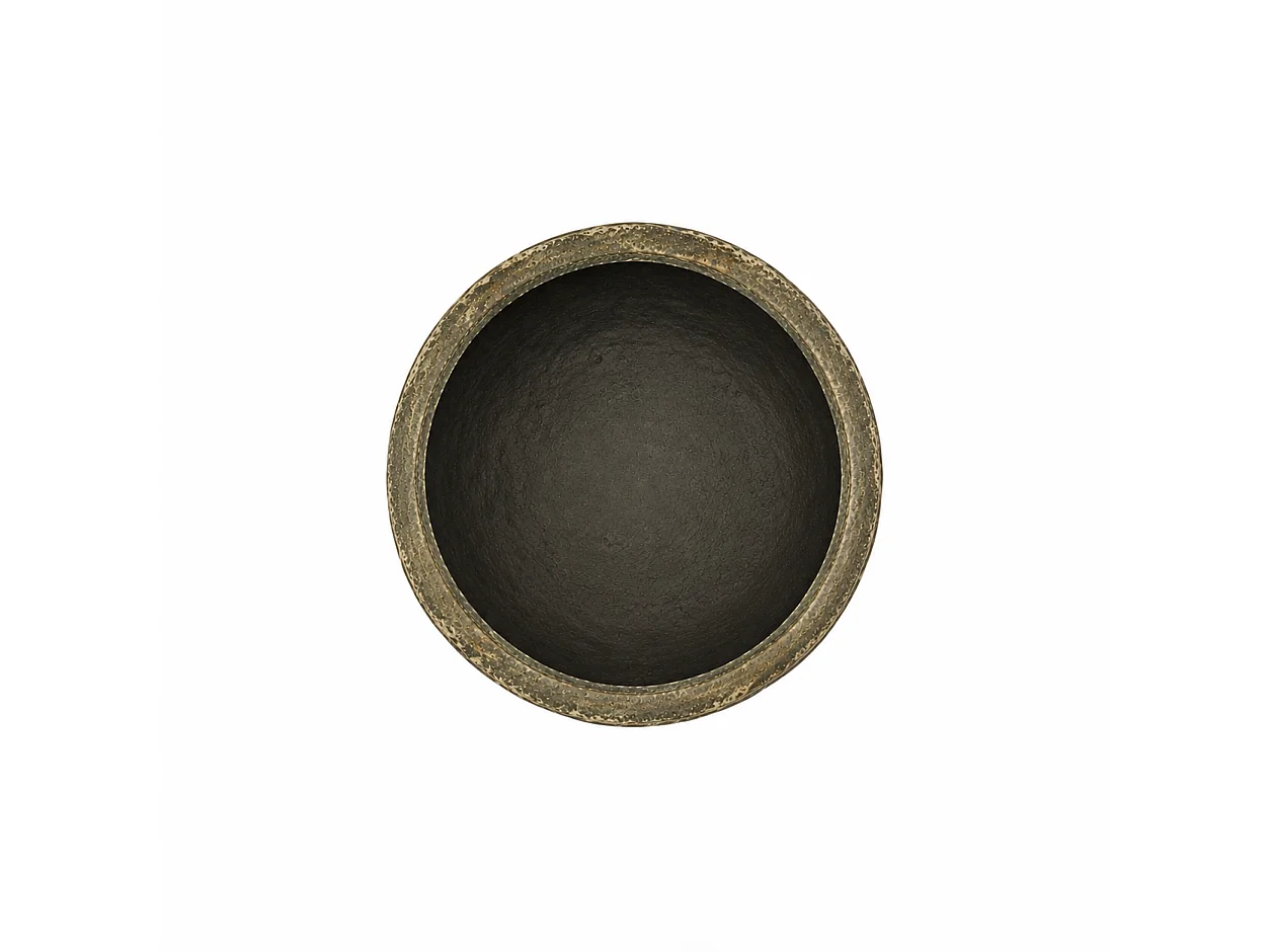 Tempo Style - Vaso Tondo Basso in Cemento Verde da Interno ed Esterno | Ciotola Effetto Pietra per Giardino e Terrazzo | Ø 31 x 20,5 cm