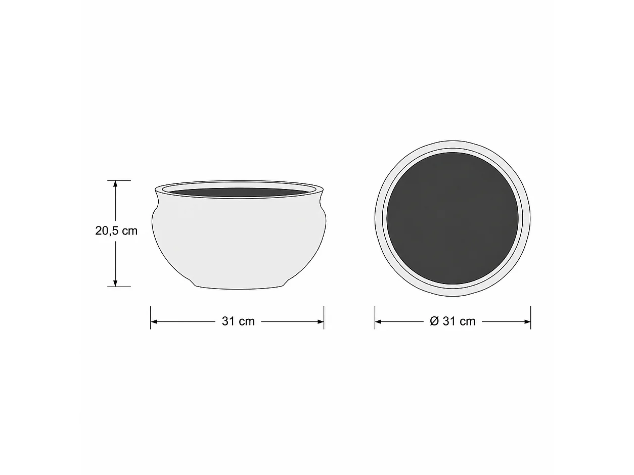 Tempo Style - Vaso Tondo Basso in Cemento Verde da Interno ed Esterno | Ciotola Effetto Pietra per Giardino e Terrazzo | Ø 31 x 20,5 cm