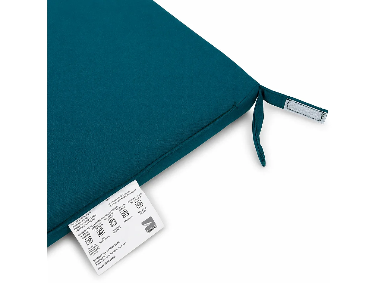 Tempo Style - Cuscino seduta per sedia 45x47cm con velcro in poliestere – Verde Petrolio