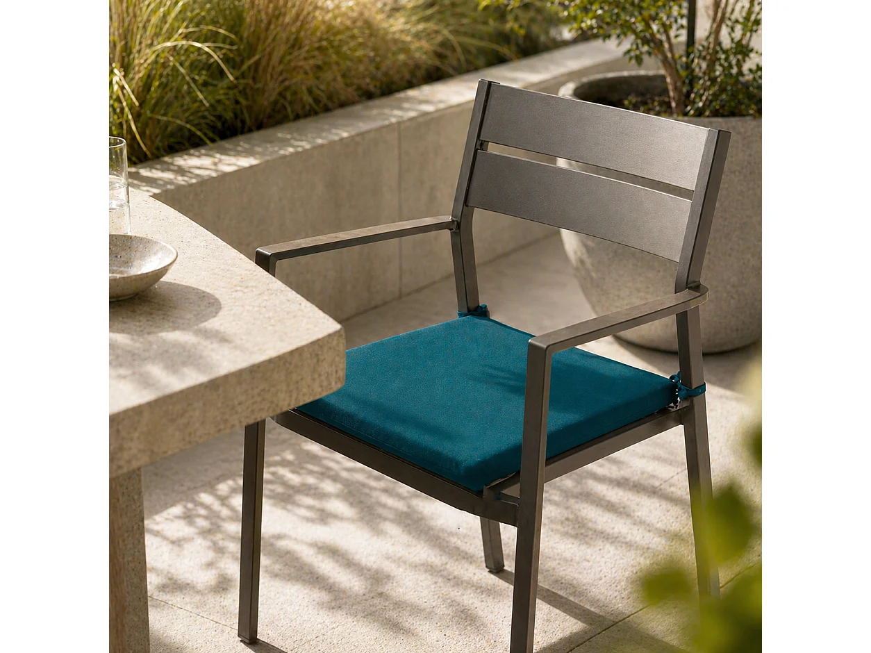 Tempo Style - Cuscino seduta per sedia 45x47cm con velcro in poliestere – Verde Petrolio
