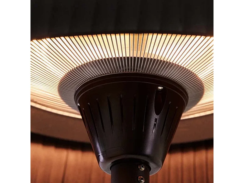 Tempo Style - Fungo Riscaldante Elettrico da Esterno Sirio 3kW Nero | Lampada Alogena con Paralume e Cover, IPX4 per Terrazzo e Dehors | H 220 cm