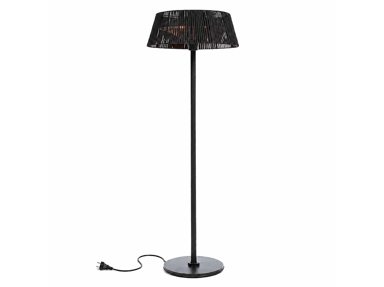 Tempo Style - Fungo Riscaldante Elettrico da Esterno Sirio 3kW Nero | Lampada Alogena con Paralume e Cover, IPX4 per Terrazzo e Dehors | H 220 cm